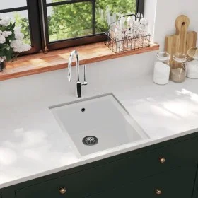 Küchenspüle mit Überlauf aus weißem Granit von vidaXL, Sinkt - Ref: Foro24-147076, Preis: 168,52 €, Rabatt: %