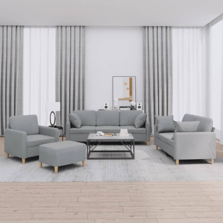 Juego de sofás con cojines 4 piezas tela gris claro de , Sofás - Ref: Foro24-3202078, Precio: 747,77 €, Descuento: %
