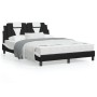 Estructura cama cabecero cuero sintético negro blanco 140x200cm de , Camas y somieres - Ref: Foro24-3208101, Precio: 197,82 €...