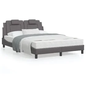 Estructura de cama con cabecero cuero sintético gris 140x200cm de , Camas y somieres - Ref: Foro24-3208099, Precio: 185,81 €,...