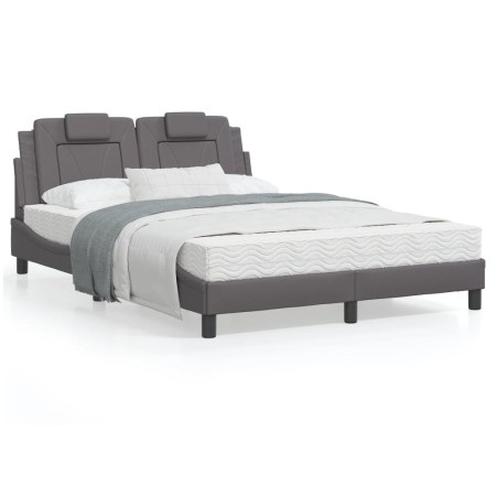 Estructura de cama con cabecero cuero sintético gris 140x200cm de , Camas y somieres - Ref: Foro24-3208099, Precio: 189,98 €,...