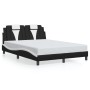Estructura cama con LED cuero sintético negro blanco 140x200 cm de , Camas y somieres - Ref: Foro24-3214027, Precio: 206,61 €...