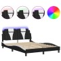 Estructura cama con LED cuero sintético negro blanco 140x200 cm de , Camas y somieres - Ref: Foro24-3214027, Precio: 206,61 €...