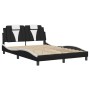 Estructura cama con LED cuero sintético negro blanco 140x200 cm de , Camas y somieres - Ref: Foro24-3214027, Precio: 206,61 €...