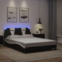 Estructura cama con LED cuero sintético negro blanco 140x200 cm de , Camas y somieres - Ref: Foro24-3214027, Precio: 206,61 €...