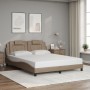 Estructura de cama con luces LED cuero PE capuchino 160x200 cm de , Camas y somieres - Ref: Foro24-3214033, Precio: 229,71 €,...