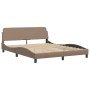 Estructura de cama con luces LED cuero PE capuchino 160x200 cm de , Camas y somieres - Ref: Foro24-3214033, Precio: 229,71 €,...