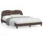 Bed frame with LED lights, brown PE leather, 160x200 cm. by , Beds and slatted bases - Ref: Foro24-3214031, Price: 248,32 €, ...