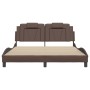 Estructura de cama con luces LED cuero PE marrón 160x200 cm de , Camas y somieres - Ref: Foro24-3214031, Precio: 245,07 €, De...