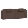 Bed frame with LED lights, brown PE leather, 160x200 cm. by , Beds and slatted bases - Ref: Foro24-3214031, Price: 248,32 €, ...
