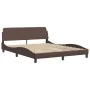 Bed frame with LED lights, brown PE leather, 160x200 cm. by , Beds and slatted bases - Ref: Foro24-3214031, Price: 248,32 €, ...