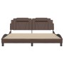 Estructura cama con luces LED cuero sintético marrón 180x200 cm de , Camas y somieres - Ref: Foro24-3214038, Precio: 212,46 €...