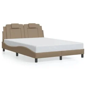 Estructura de cama con LED cuero sintético capuchino 140x190 cm de , Camas y somieres - Ref: Foro24-3214019, Precio: 191,14 €...