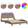Estructura de cama con LED cuero sintético capuchino 140x190 cm de , Camas y somieres - Ref: Foro24-3214019, Precio: 190,89 €...