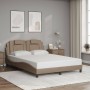 Estructura de cama con LED cuero sintético capuchino 140x190 cm de , Camas y somieres - Ref: Foro24-3214019, Precio: 190,89 €...