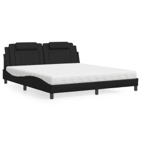 Cama con colchón cuero sintético negro 180x200 cm de , Camas y somieres - Ref: Foro24-3208810, Precio: 445,33 €, Descuento: %