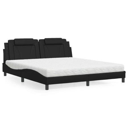 Cama con colchón cuero sintético negro 180x200 cm de , Camas y somieres - Ref: Foro24-3208810, Precio: 445,33 €, Descuento: %