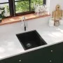 Fregadero de cocina con rebosadero granito negro de vidaXL, Fregaderos - Ref: Foro24-147073, Precio: 163,36 €, Descuento: %