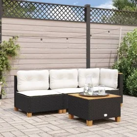 Sofá de esquina de jardín con cojines ratán sintético negro de , Sofás de exterior - Ref: Foro24-365902, Precio: 104,31 €, De...
