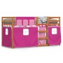 Litera con cortinas madera maciza de pino rosa 90x200 cm de , Camas y somieres - Ref: Foro24-3283948, Precio: 173,30 €, Descu...