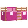 Litera con cortinas madera maciza de pino rosa 90x200 cm de , Camas y somieres - Ref: Foro24-3283948, Precio: 173,30 €, Descu...