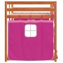 Litera con cortinas madera maciza de pino rosa 90x200 cm de , Camas y somieres - Ref: Foro24-3283948, Precio: 173,30 €, Descu...