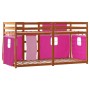 Litera con cortinas madera maciza de pino rosa 90x200 cm de , Camas y somieres - Ref: Foro24-3283948, Precio: 173,30 €, Descu...