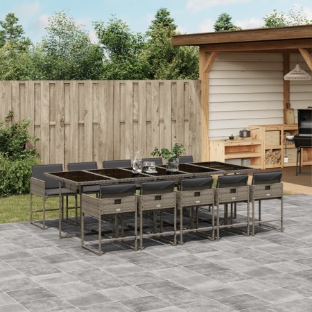 Set de comedor de jardín 11 pzas y cojines ratán sintético gris de , Conjuntos de jardín - Ref: Foro24-3278059, Precio: 708,2...