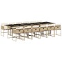 Set comedor de jardín con cojines 13 pzas ratán sintético beige de , Conjuntos de jardín - Ref: Foro24-3278073, Precio: 831,9...