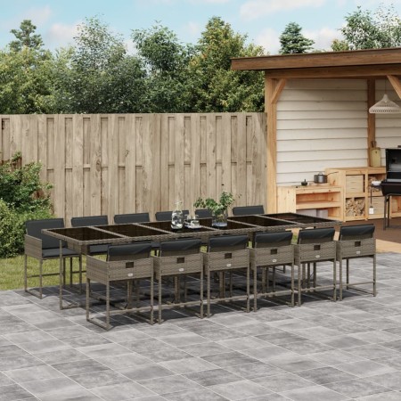 Set comedor de jardín con cojines 13 pzas ratán sintético gris de , Conjuntos de jardín - Ref: Foro24-3278071, Precio: 831,94...