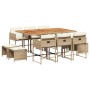 Set comedor de jardín 11 pzas con cojines ratán sintético beige de , Conjuntos de jardín - Ref: Foro24-3278103, Precio: 506,0...