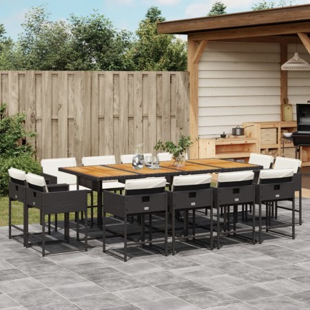 Set comedor de jardín con cojines 13 pzas ratán sintético negro de , Conjuntos de jardín - Ref: Foro24-3278174, Precio: 733,7...
