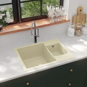 Küchenspüle mit doppelter Schüssel und beigem Granitüberlauf von vidaXL, Sinkt - Ref: Foro24-147087, Preis: 118,97 €, Rabatt: %