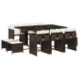 Set comedor de jardín 11 pzas y cojines ratán sintético marrón de , Conjuntos de jardín - Ref: Foro24-3277916, Precio: 505,37...