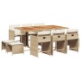 Set comedor de jardín 11 pzas con cojines ratán sintético beige de , Conjuntos de jardín - Ref: Foro24-3277923, Precio: 526,0...