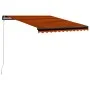 Manual retractable awning with orange and brown LED lights 350x250 cm by vidaXL, Awnings - Ref: Foro24-3055225, Price: 443,72...