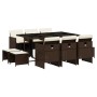 Set comedor de jardín 11 pzas y cojines ratán sintético marrón de , Conjuntos de jardín - Ref: Foro24-3277736, Precio: 583,75...