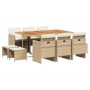 Set comedor de jardín 11 pzas con cojines ratán sintético beige de , Conjuntos de jardín - Ref: Foro24-3277743, Precio: 726,3...