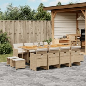 Set comedor de jardín con cojines 13 pzas ratán sintético beige de , Conjuntos de jardín - Ref: Foro24-3277755, Precio: 986,3...