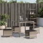 Taburetes jardín y cojines 4 uds ratán PE gris claro 40x40x35cm de , Otomanas de exterior - Ref: Foro24-4007488, Precio: 87,4...