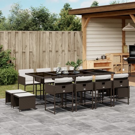Set muebles de jardín 13 pzas y cojines ratán sintético marrón de , Conjuntos de jardín - Ref: Foro24-3278108, Precio: 661,76...