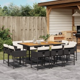 Set de comedor jardín 11 pzas con cojines ratán sintético negro de , Conjuntos de jardín - Ref: Foro24-3278162, Precio: 558,0...