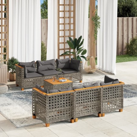 Set de sofás de jardín 7 pzas con cojines ratán sintético gris de , Conjuntos de jardín - Ref: Foro24-3261741, Precio: 603,06...