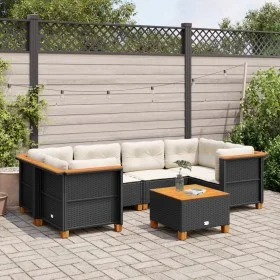 Set de sofás de jardín 7 pzas con cojines ratán sintético negro de , Conjuntos de jardín - Ref: Foro24-3261743, Precio: 551,8...