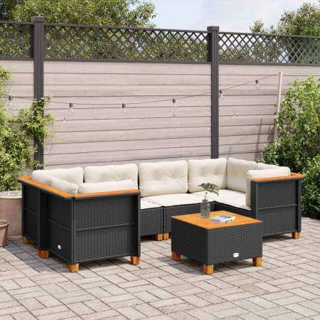 Set de sofás de jardín 7 pzas con cojines ratán sintético negro de , Conjuntos de jardín - Ref: Foro24-3261743, Precio: 489,2...