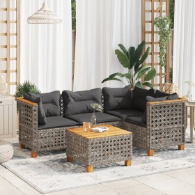 Juego de sofás jardín con cojines 5 pzas ratán sintético gris de , Conjuntos de jardín - Ref: Foro24-3261807, Precio: 430,26 ...