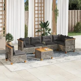 Set de sofás de jardín 7 pzas con cojines ratán sintético gris de , Conjuntos de jardín - Ref: Foro24-3261879, Precio: 577,74...