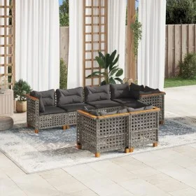 Set de sofás de jardín 7 pzas con cojines ratán sintético gris de , Conjuntos de jardín - Ref: Foro24-3261885, Precio: 641,48...