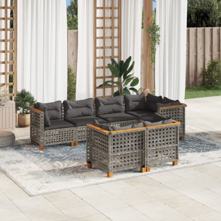 Set de sofás de jardín 7 pzas con cojines ratán sintético gris de , Conjuntos de jardín - Ref: Foro24-3261885, Precio: 644,23...