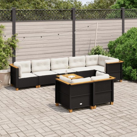 Set de sofás de jardín 8 piezas y cojines ratán sintético negro de , Conjuntos de jardín - Ref: Foro24-3261893, Precio: 620,5...